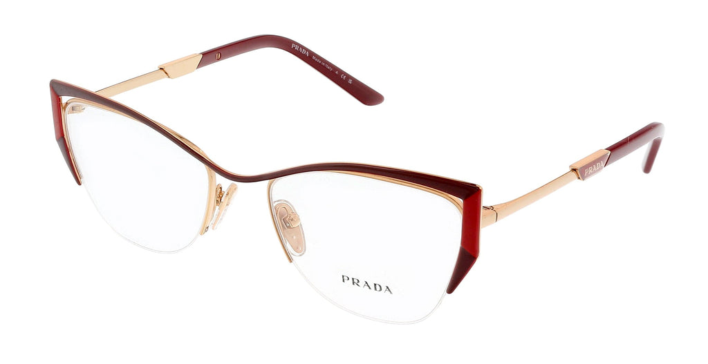 Prada  13A1O1 Red Fire Rose Cateye Half Rim Optical Frames