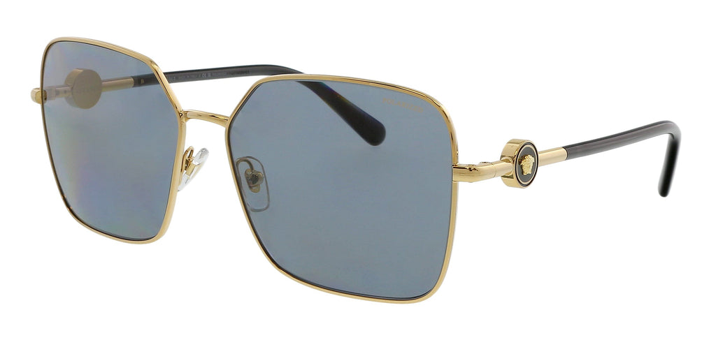 Versace  Geometric Full Rim Gold Polarized Sunglasses