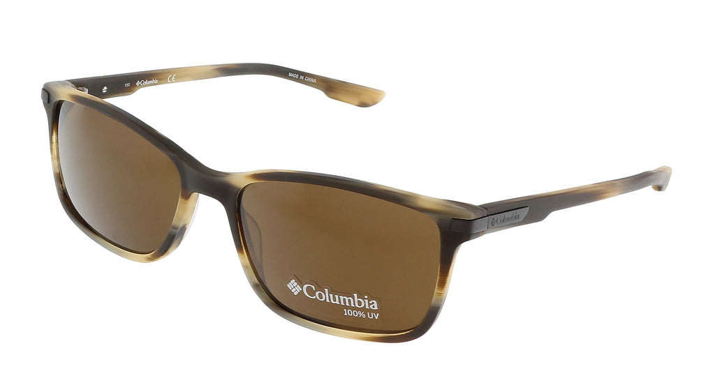 COLUMBIA   Matte Brown Horn/Brown Rectangle Sports Sunglasses