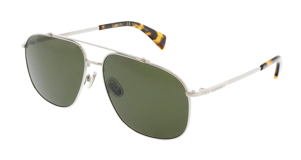 Lanvin  Full Rim Silver/Green Aviator  Sunglasses