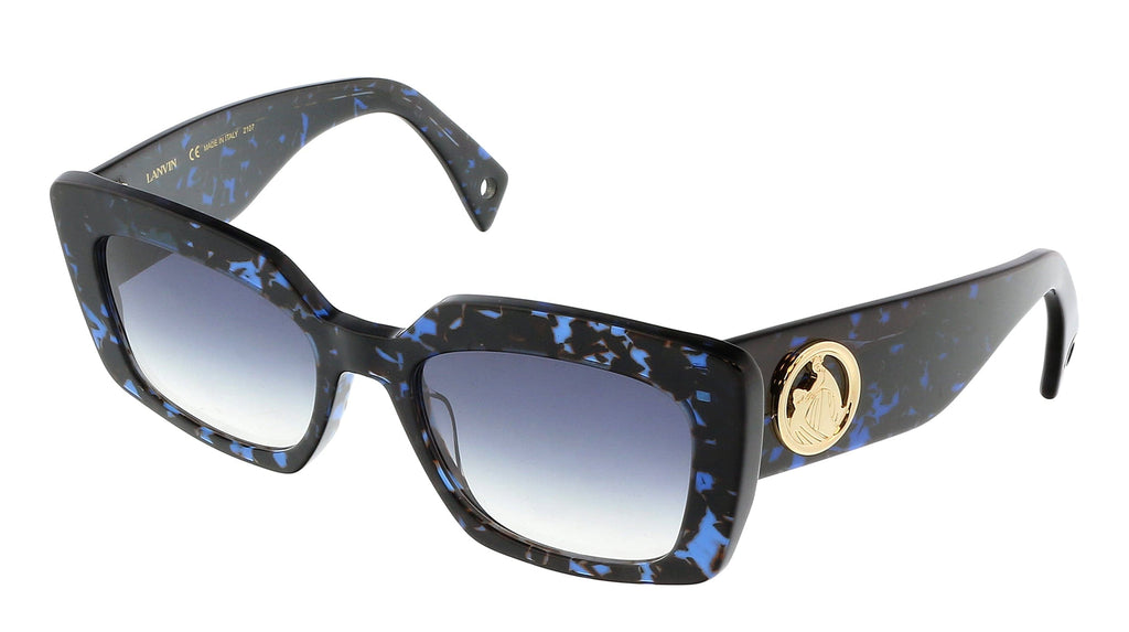 Lanvin  Full Rim Blue Havana Modified Rectangle  Sunglasses