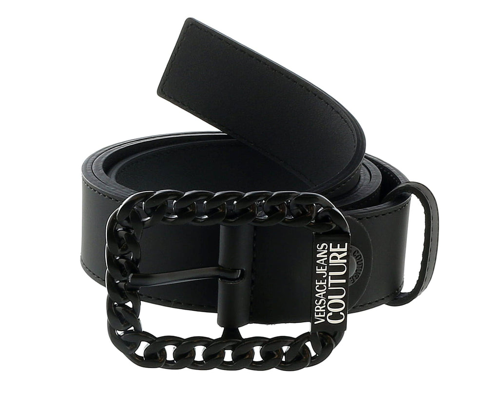 Versace Jeans Couture Black Signature Chain Link Buckle Adjustable  Belt-40