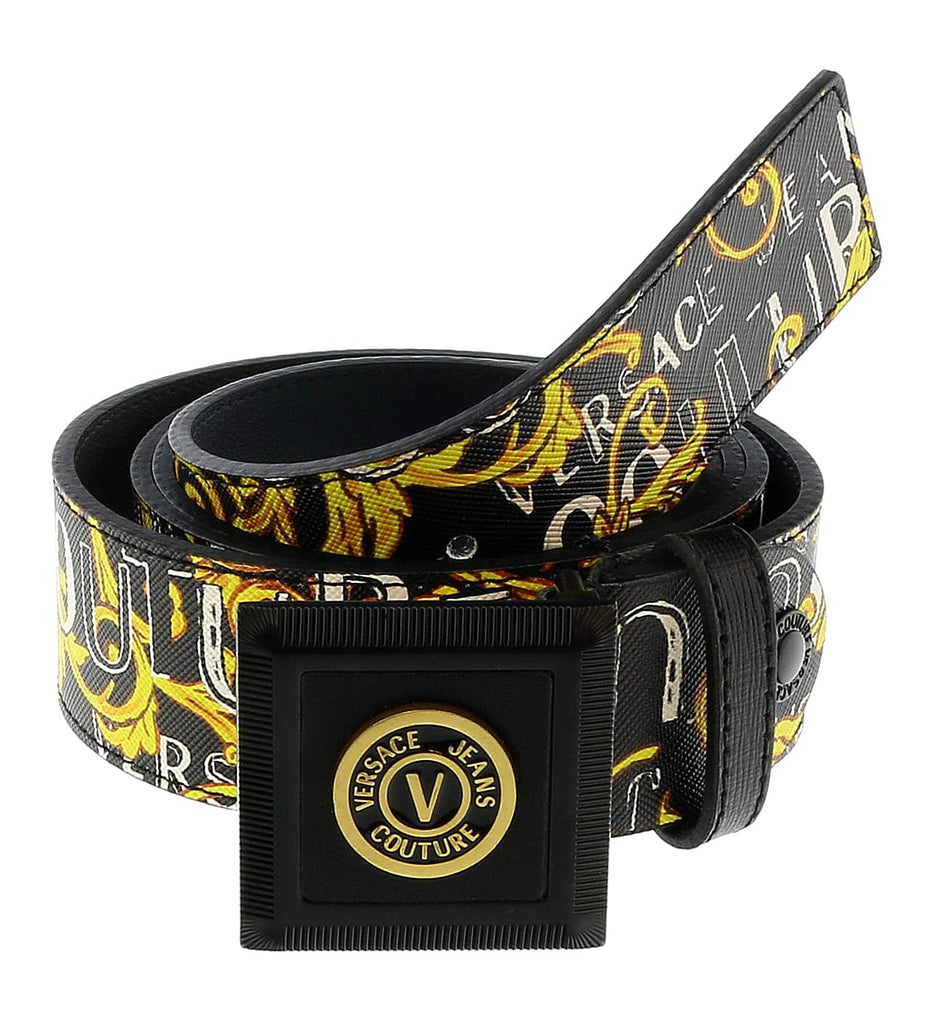 Versace Jeans Couture Black/Gold V-Emblem Logo Buckle   Reversible Adjustable  Mens Belt-28-44