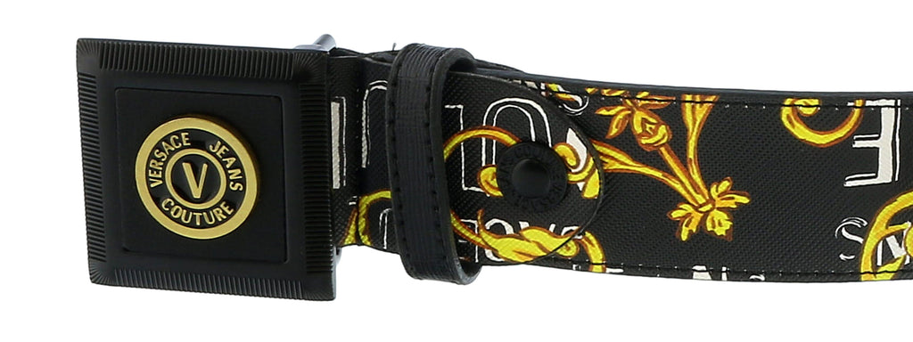 Versace Jeans Couture Black/Gold V-Emblem Logo Buckle   Reversible Adjustable  Mens Belt-28-44