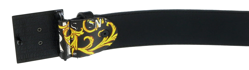 Versace Jeans Couture Black/Gold V-Emblem Logo Buckle   Reversible Adjustable  Mens Belt-28-44