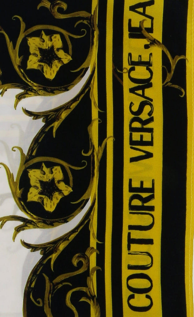 Versace Jeans Couture White/Gold Signature Print Medium Square Scarf