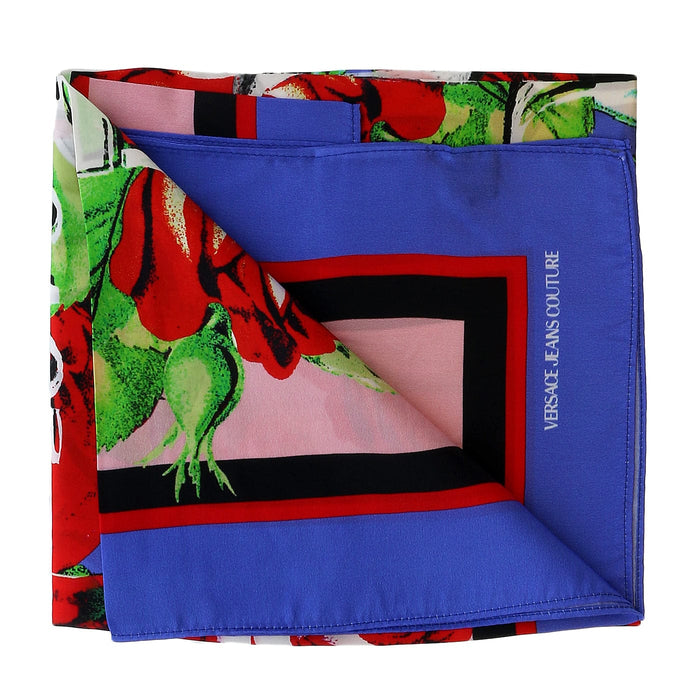 Versace Jeans Couture Periwinkle/Multi Signature Rosy Print Medium Square Scarf