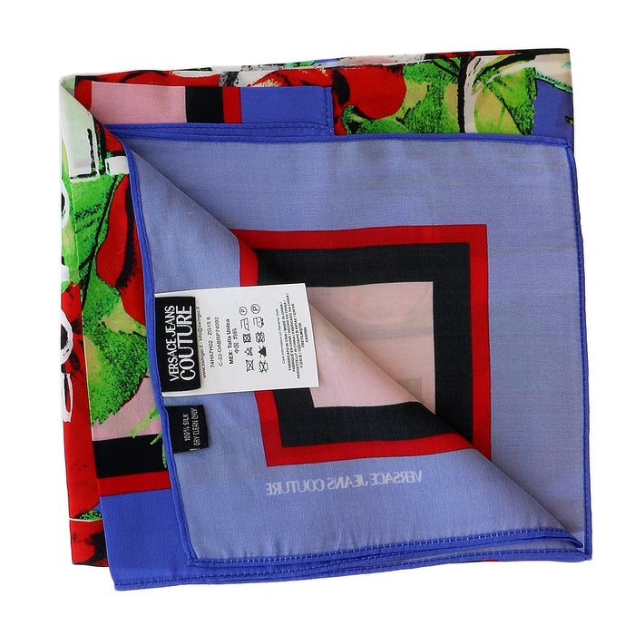 Versace Jeans Couture Periwinkle/Multi Signature Rosy Print Medium Square Scarf