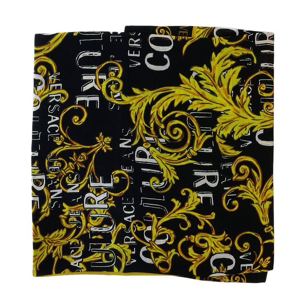 Versace Jeans Couture Black/Gold Signature Baroque Print Square Scarf