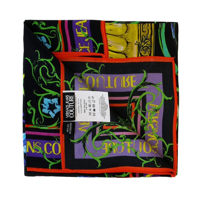 Versace Jeans Couture Black/Multi Signature Floral Print Medium Square Scarf