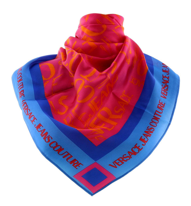 Versace Jeans Couture Hot Pink/Blue Signature Graffiti Print Medium Square Scarf
