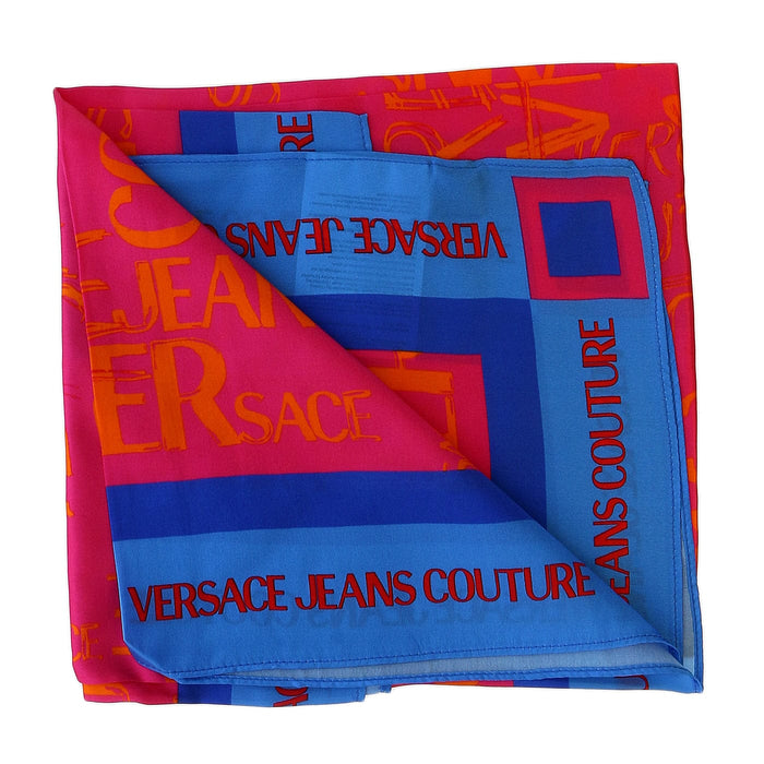 Versace Jeans Couture Hot Pink/Blue Signature Graffiti Print Medium Square Scarf