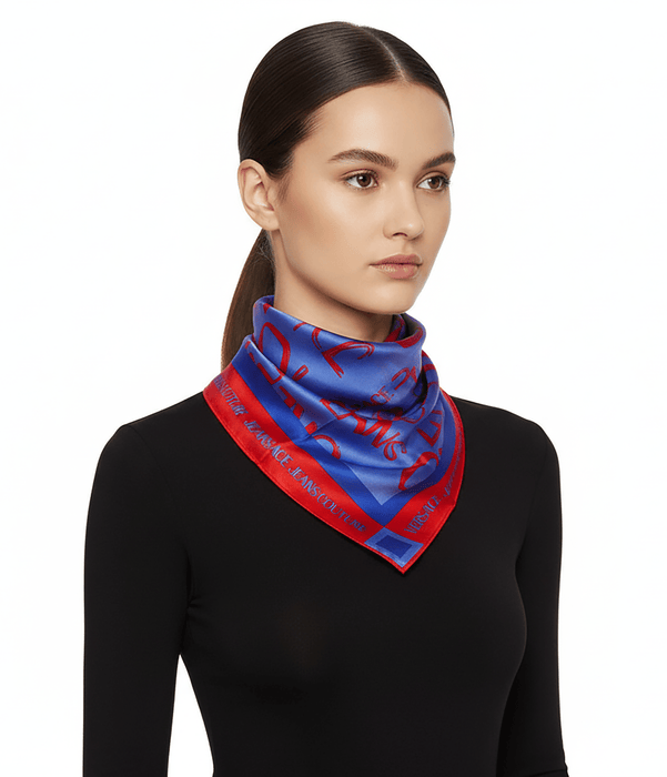 Versace Jeans Couture Periwinkle/Chilli Signature Graffiti Print Medium Square Scarf