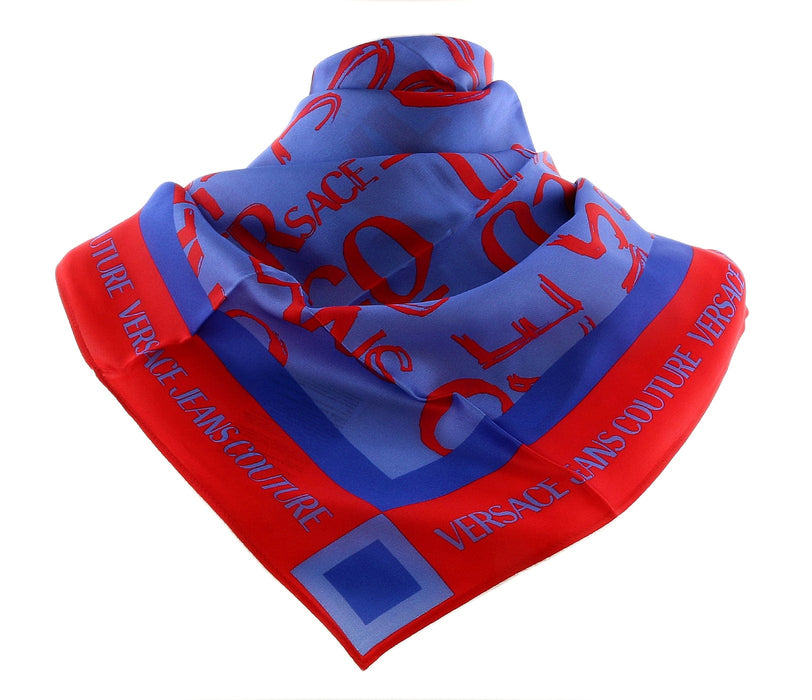 Versace Jeans Couture Periwinkle/Chilli Signature Graffiti Print Medium Square Scarf