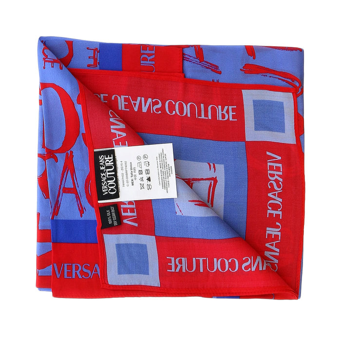 Versace Jeans Couture Periwinkle/Chilli Signature Graffiti Print Medium Square Scarf