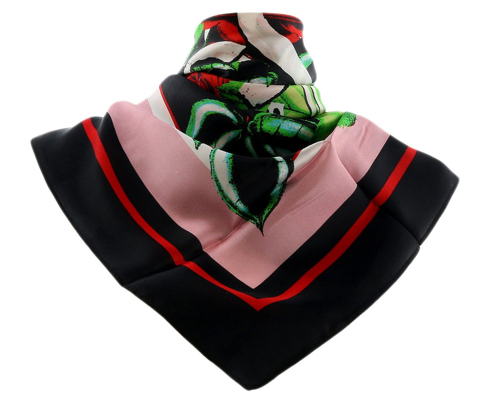 Versace Jeans Couture Black/Multi Signature Rosy Print Medium Square Scarf