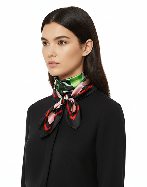 Versace Jeans Couture Black/Multi Signature Rosy Print Medium Square Scarf