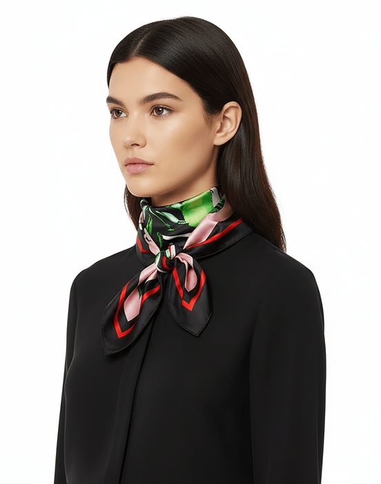 Versace Jeans Couture Black/Multi Signature Rosy Print Medium Square Scarf