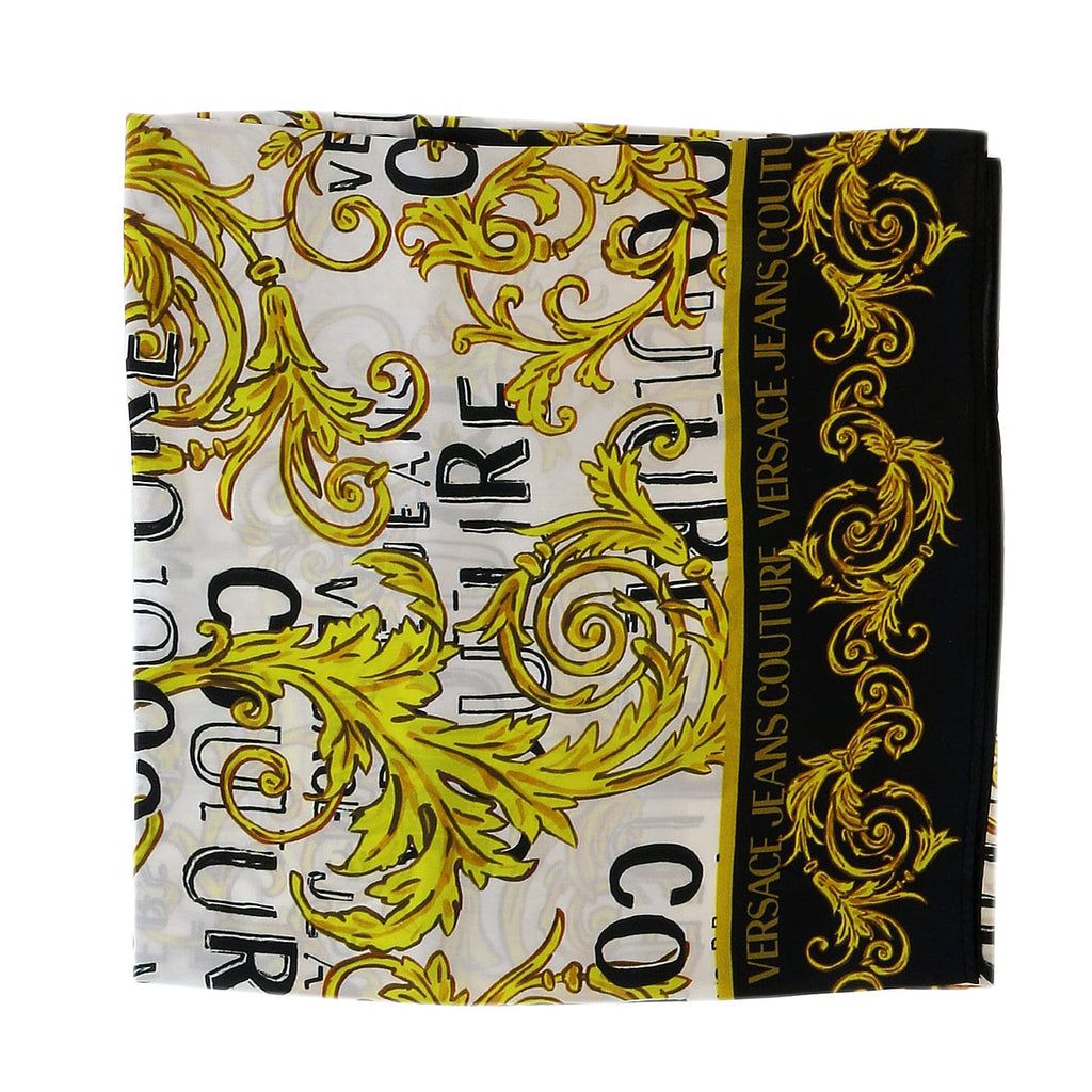 Versace Jeans Couture White/Gold Signature Baroque Print Square Scarf