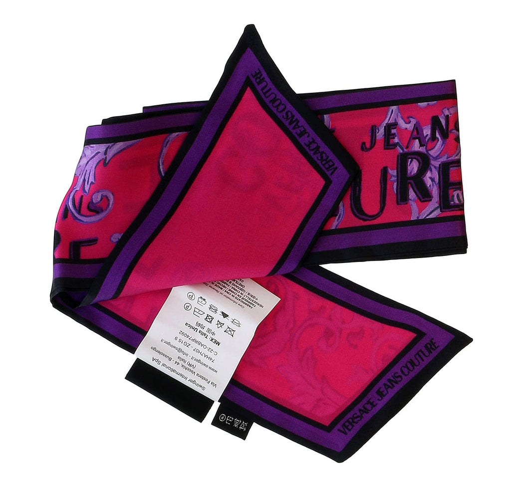 Versace Jeans Couture Hot Pink/Violet Signature Baroque Print Slim Scarf