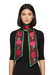 Versace Jeans Couture Maroon Green Signature Rosy Print Slim Scarf
