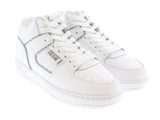 Versace Jeans Couture Womens Signature Mid Top Lace Up White Sneakers-