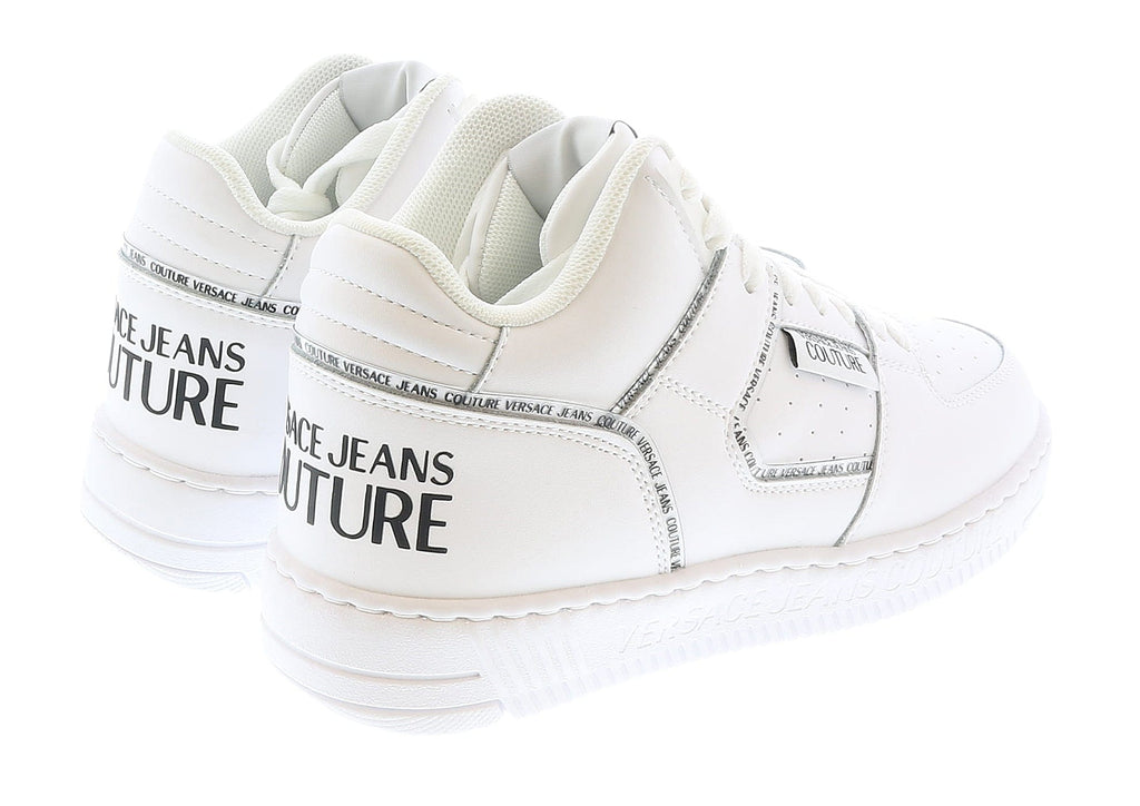 Versace Jeans Couture Signature Mid Top Lace Up White Sneakers-