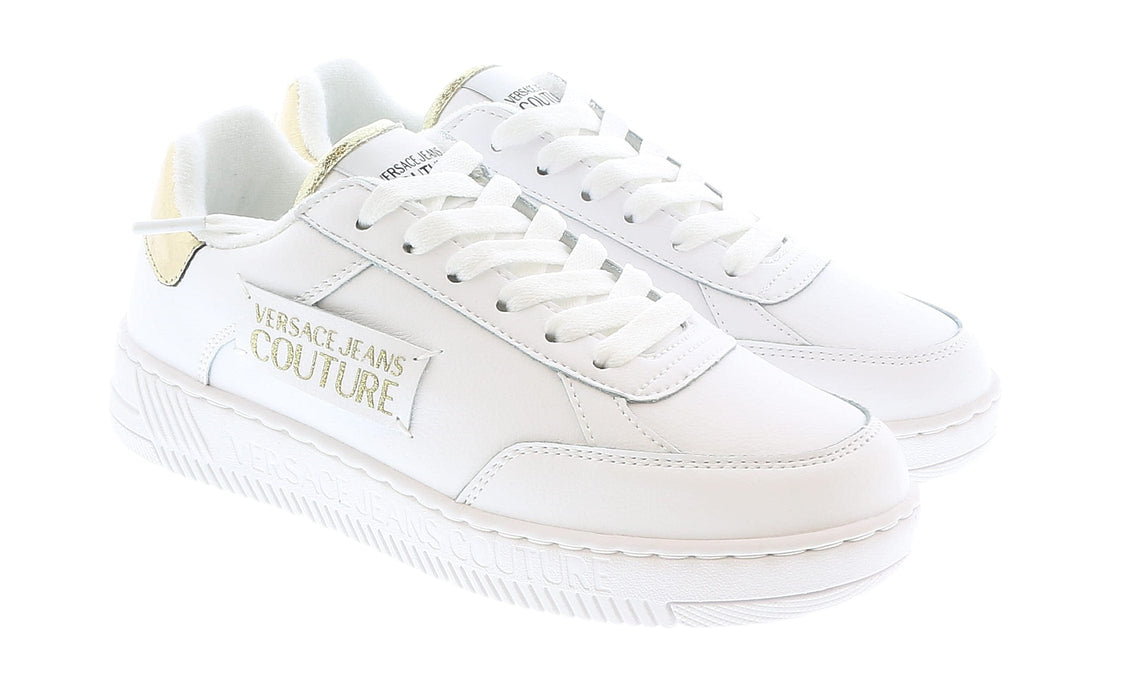 Versace Jeans Couture Womens Low Top Signature White/Gold Sneakers-