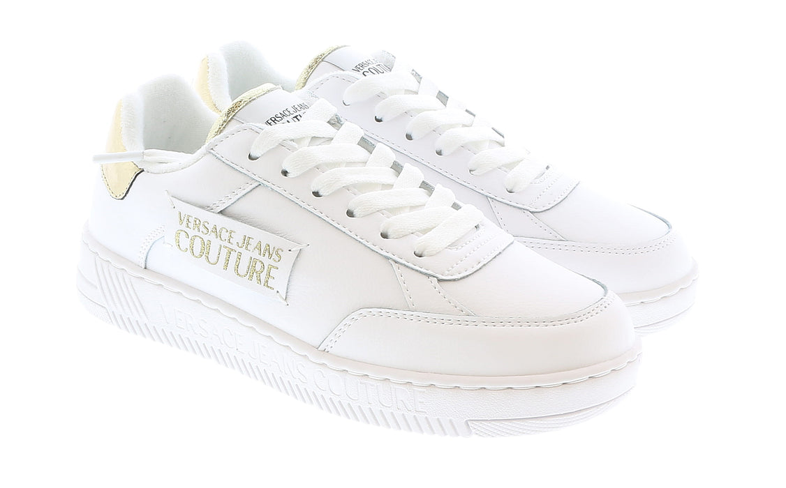 Versace Jeans Couture Womens Low Top Signature White/Gold Sneakers-EU38