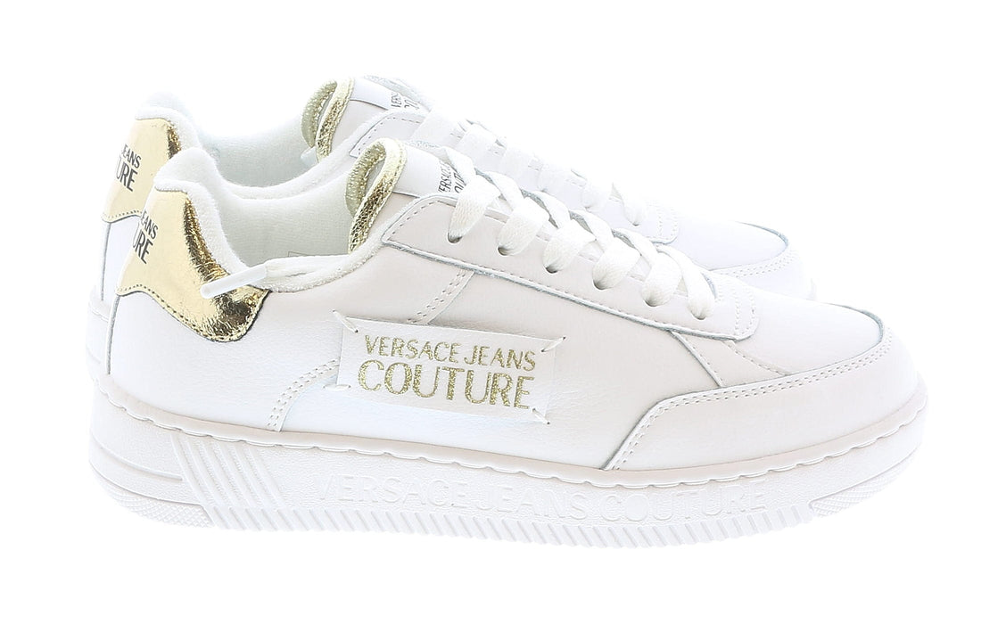 Versace Jeans Couture Womens Low Top Signature White/Gold Sneakers-
