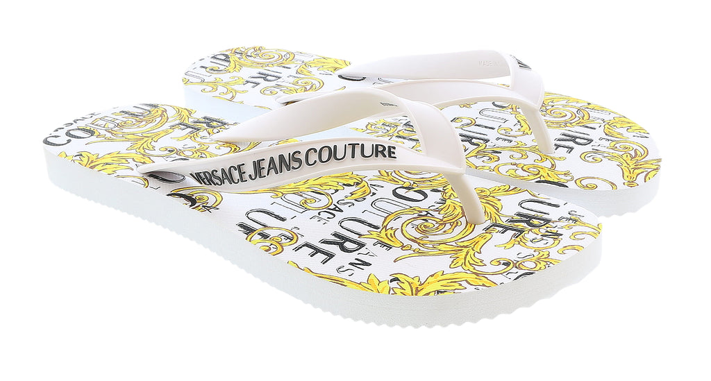 Versace Jeans Couture White/Gold Signature Sole Fashion Flip Flop-9