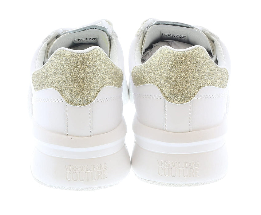 Versace Jeans Couture Womens Low Top Signature Glitter White/Gold Sneakers-