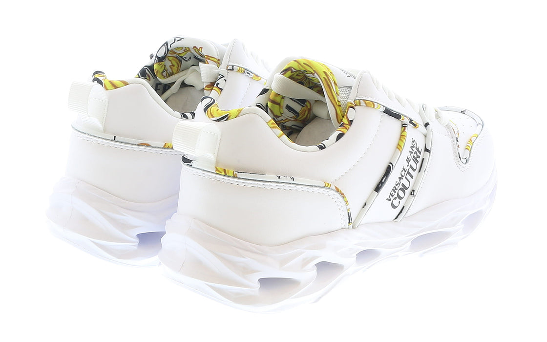 Versace Jeans Couture Womens Low Top Signature Baroque Trim White Sneakers-