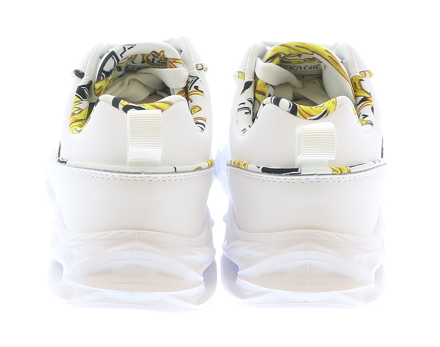 Versace Jeans Couture Womens Low Top Signature Baroque Trim White Sneakers-