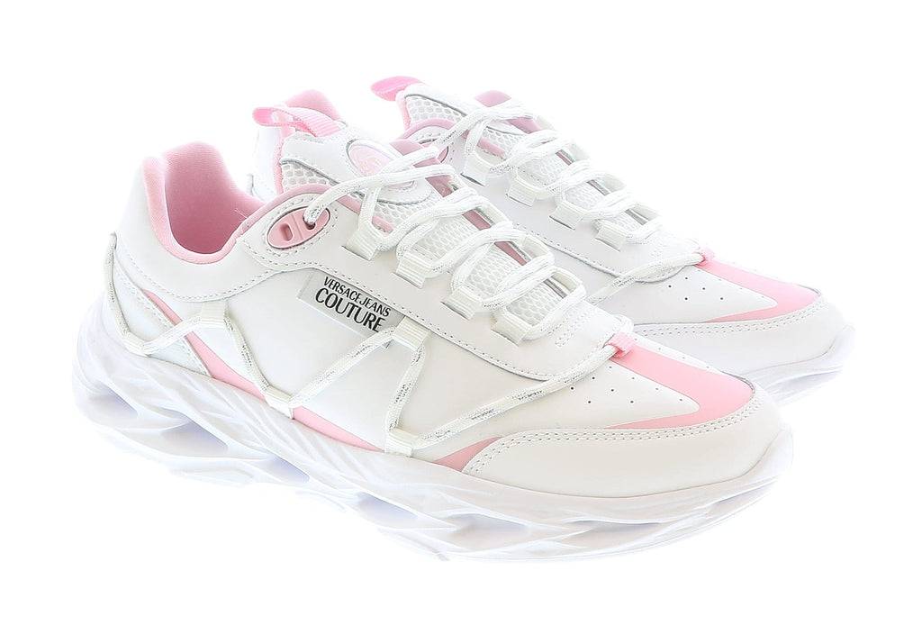 Versace Jeans Couture Low Top Lace Up Athletic White/Pink Sneakers-