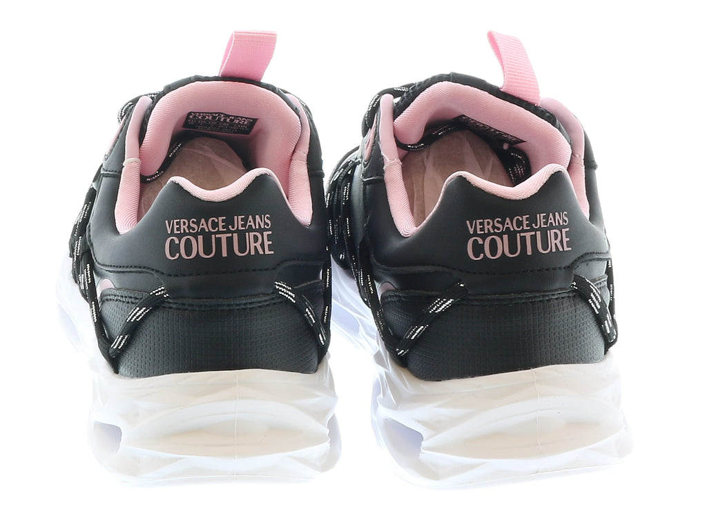 Versace Jeans Couture Low Top Lace Up Athletic Black/Pink Sneakers-