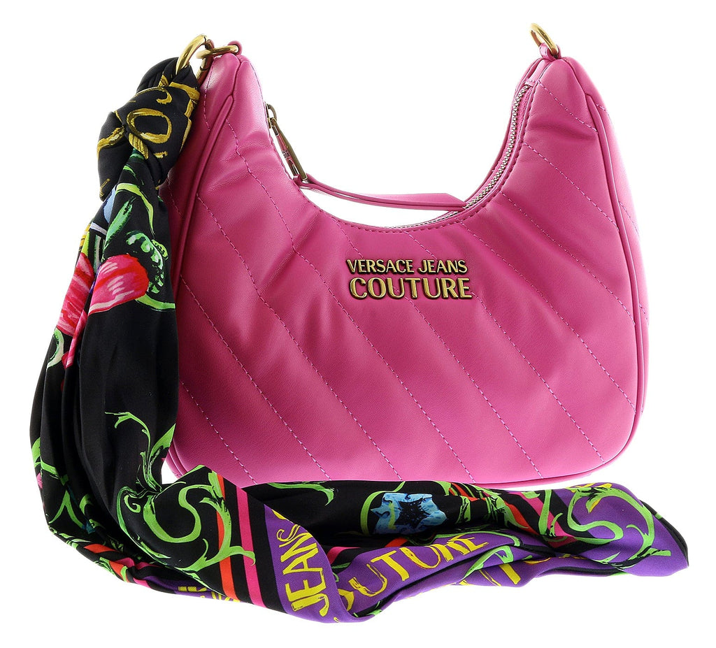 Versace Jeans Couture Hot Pink Medium Scarf Embellished Quilted Hobo Bag