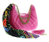 Versace Jeans Couture Hot Pink Medium Scarf Embellished Quilted Hobo Bag