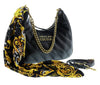 Versace Jeans Couture Black Medium Scarf Embellished Quilted Hobo Bag