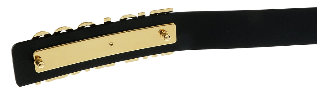 Versace Jeans Couture Black/Gold Lettering Buckle Leather Belt