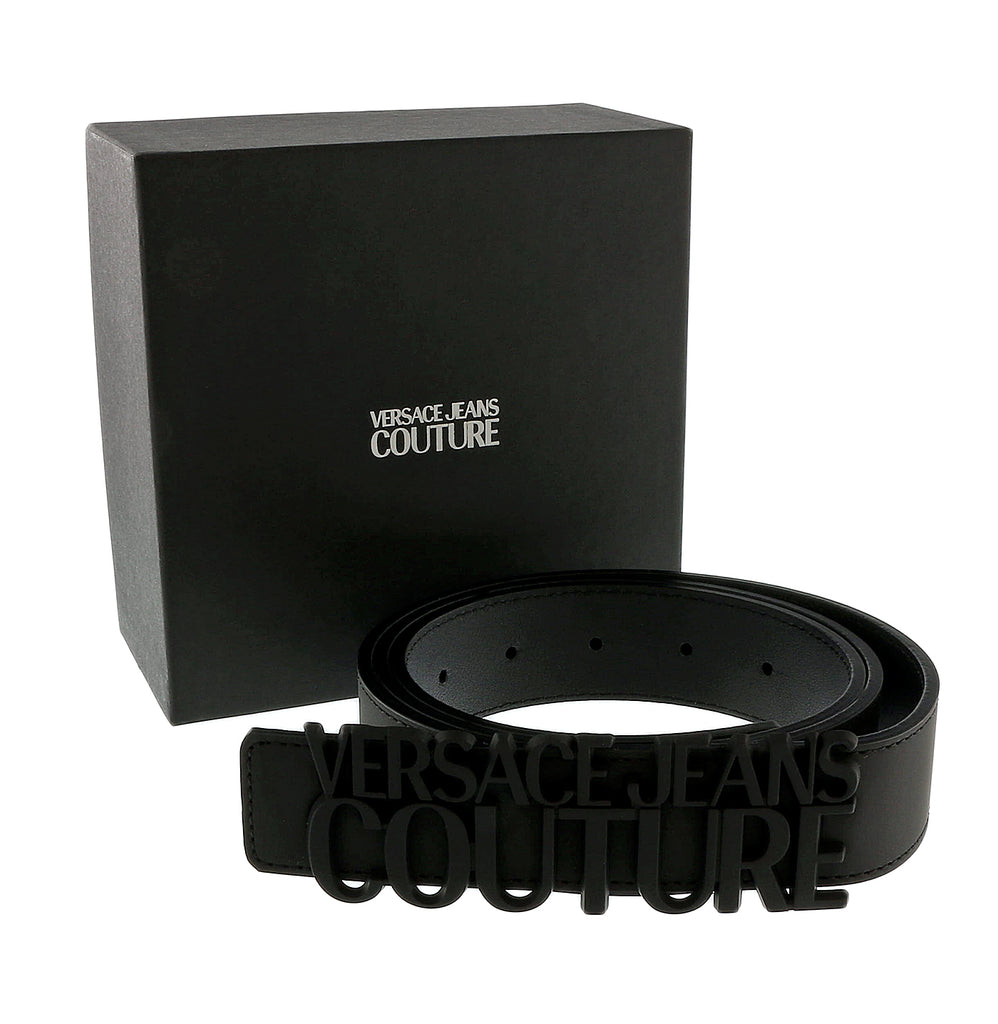 Versace Jeans Couture Black Lettering Buckle Belt