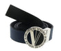Versace Jeans Couture Black/Silver V-Emblem Round Buckle Mens Belt