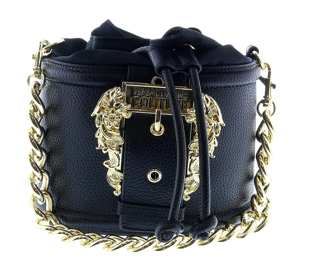 Versace Jeans Couture Black Baroque Buckle Large Bucket bag