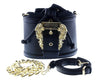 Versace Jeans Couture Black Baroque Buckle Large Bucket bag