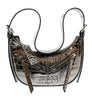 Versace Jeans Couture Gun Metal Crock Embossed Large Hobo Bag