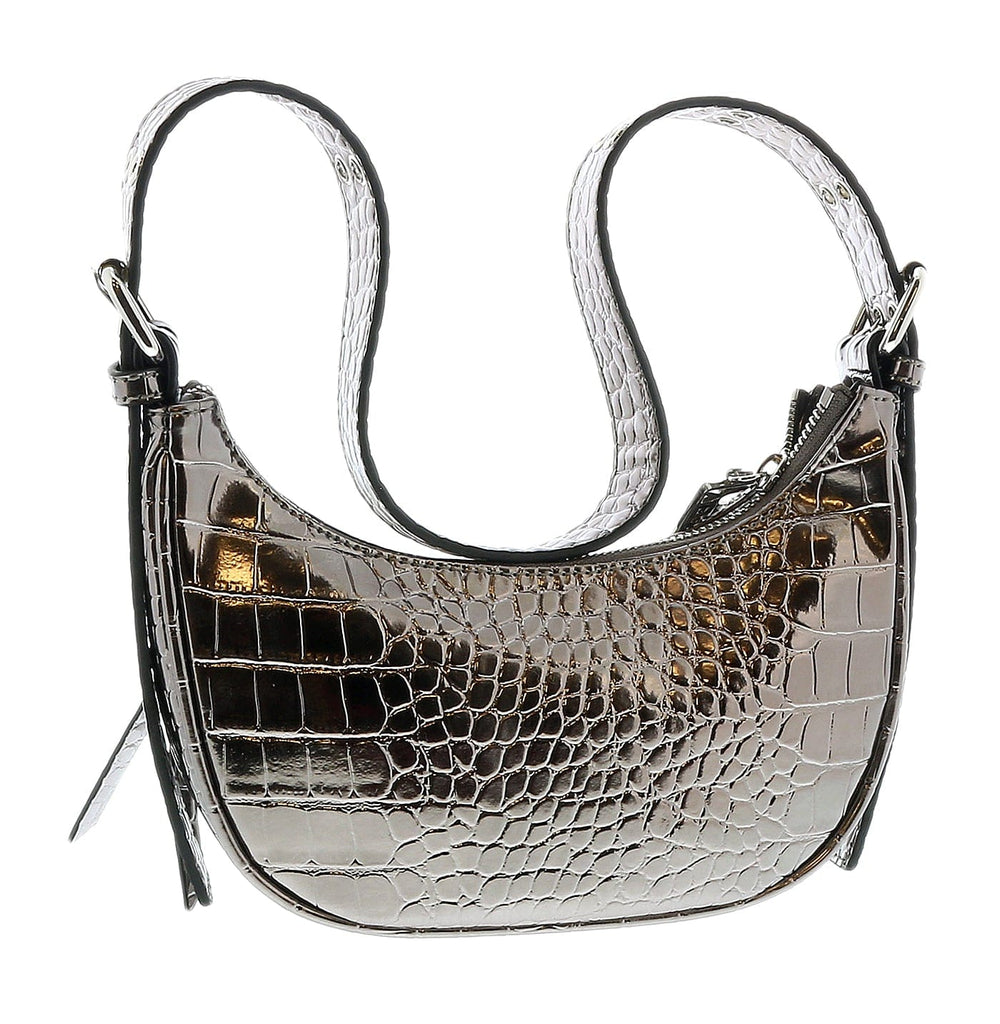 Versace Jeans Couture Gun Metal Crock Embossed Large Hobo Bag