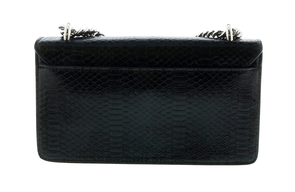 Versace Jeans Couture Black Structured Snake Skin Embossed Medium Crossbody bag