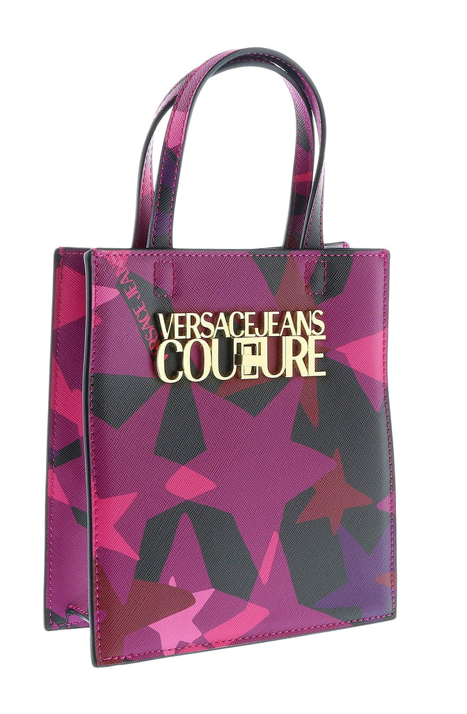 Versace Jeans Couture Crimson/Multi Vertical Star Pattern Small  Tote Bag