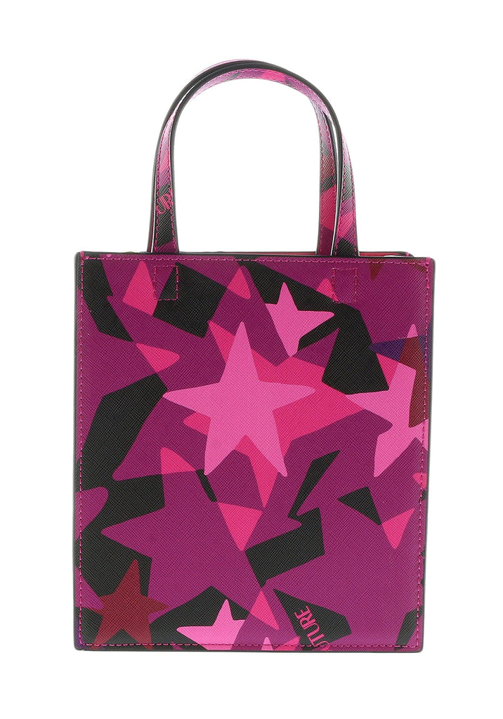 Versace Jeans Couture Crimson/Multi Vertical Star Pattern Small  Tote Bag