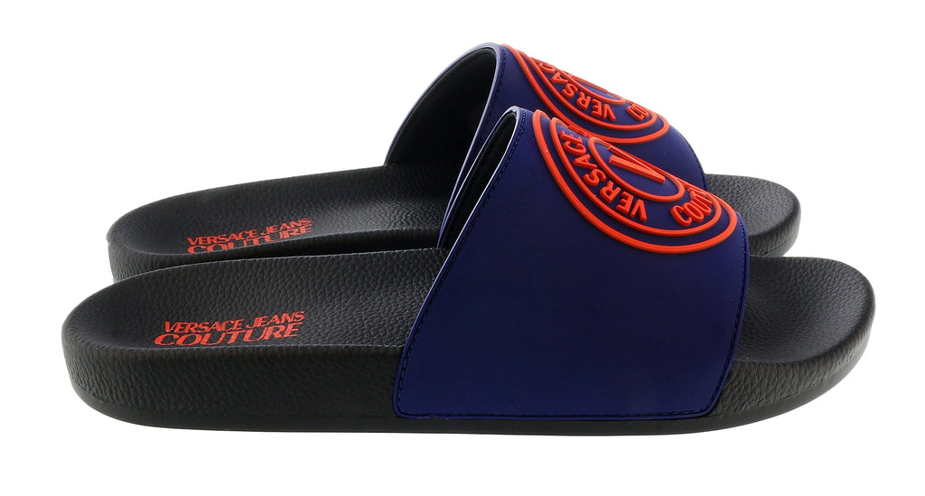 Versace Jeans Couture Navy Medallion Logo Pool Slide-